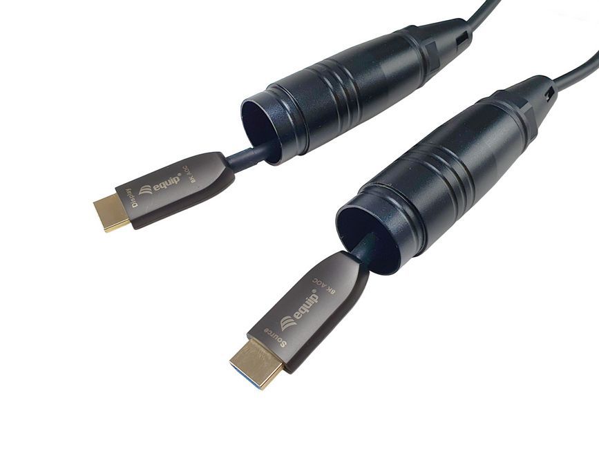 EQuip HDMI 2.1 Active Optic Armored Cable 50m 8K/60Hz 4K/120Hz 48Gbps Black