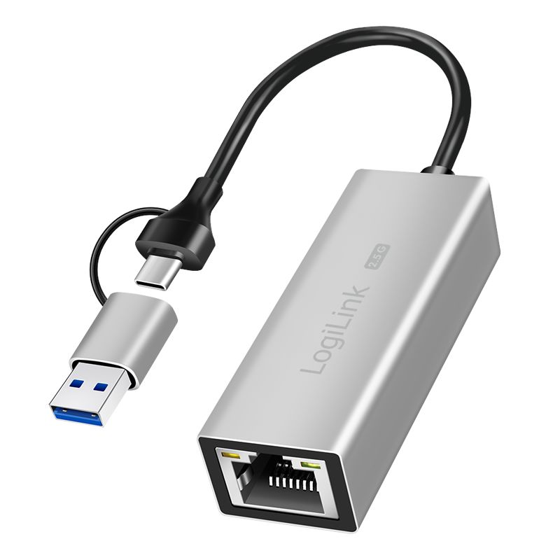 Logilink USB-A/-C to 2,5G Ethernet adapter Grey