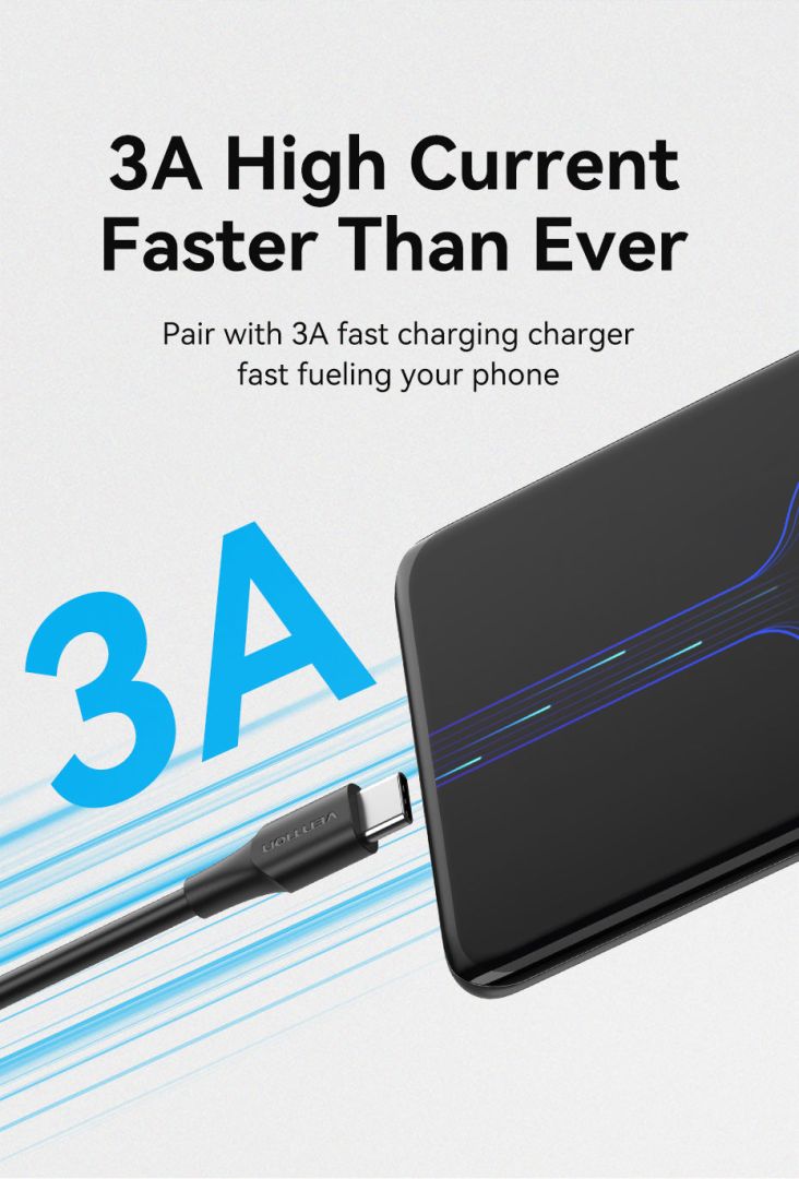 Vention USB-A 2.0/M to USB-C/M cable 1,5m Black