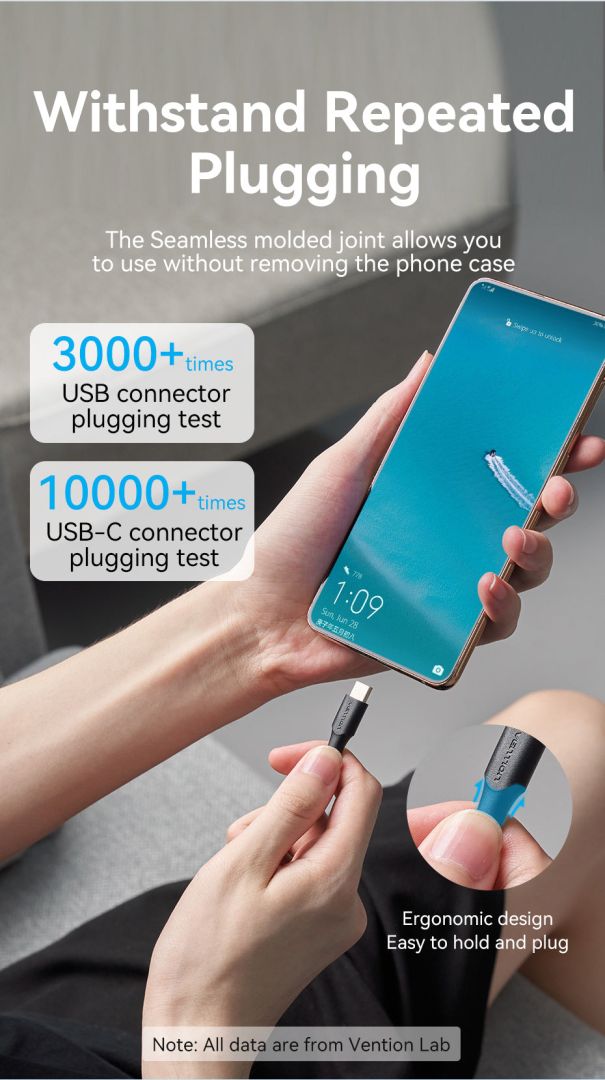 Vention USB-A 2.0/M to USB-C/M cable 1,5m Black