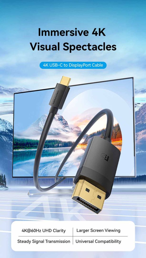 Vention USB-C to DP 4K HD cable 2m Black