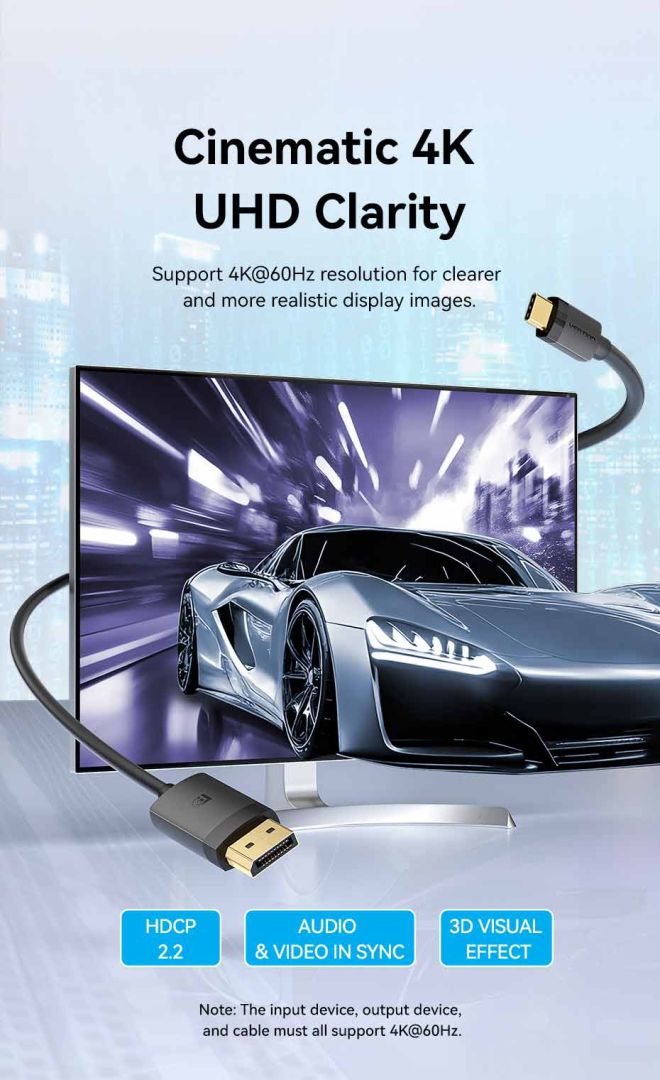 Vention USB-C to DP 4K HD cable 2m Black