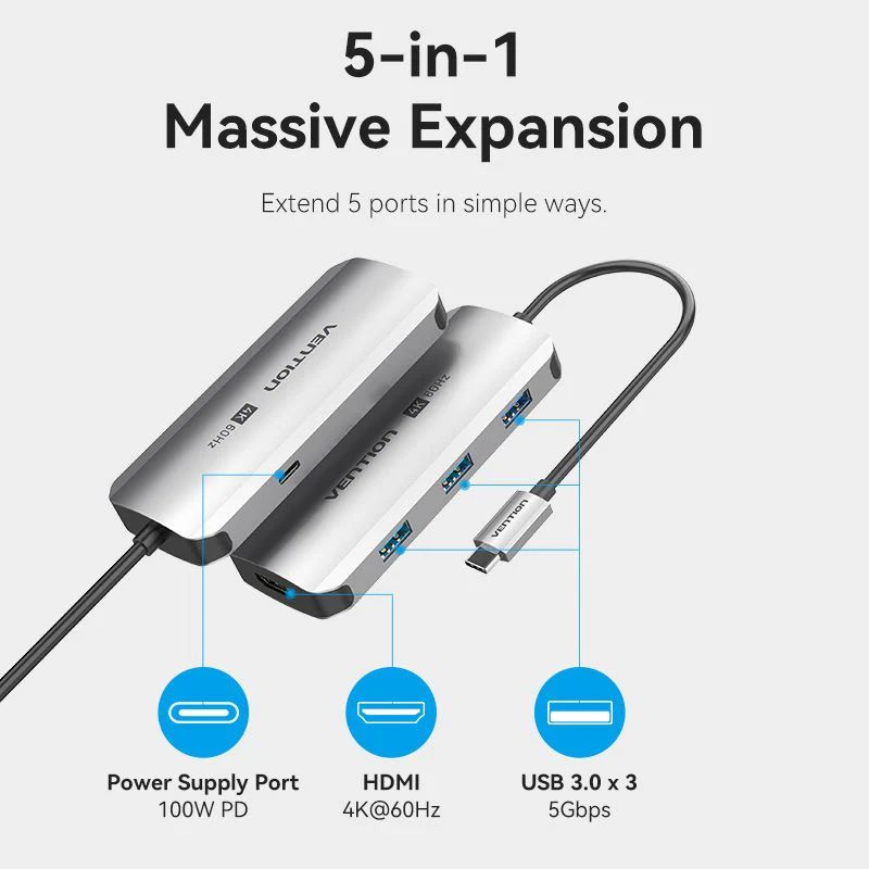 Vention 5-in-1 USB-C Docking Station
