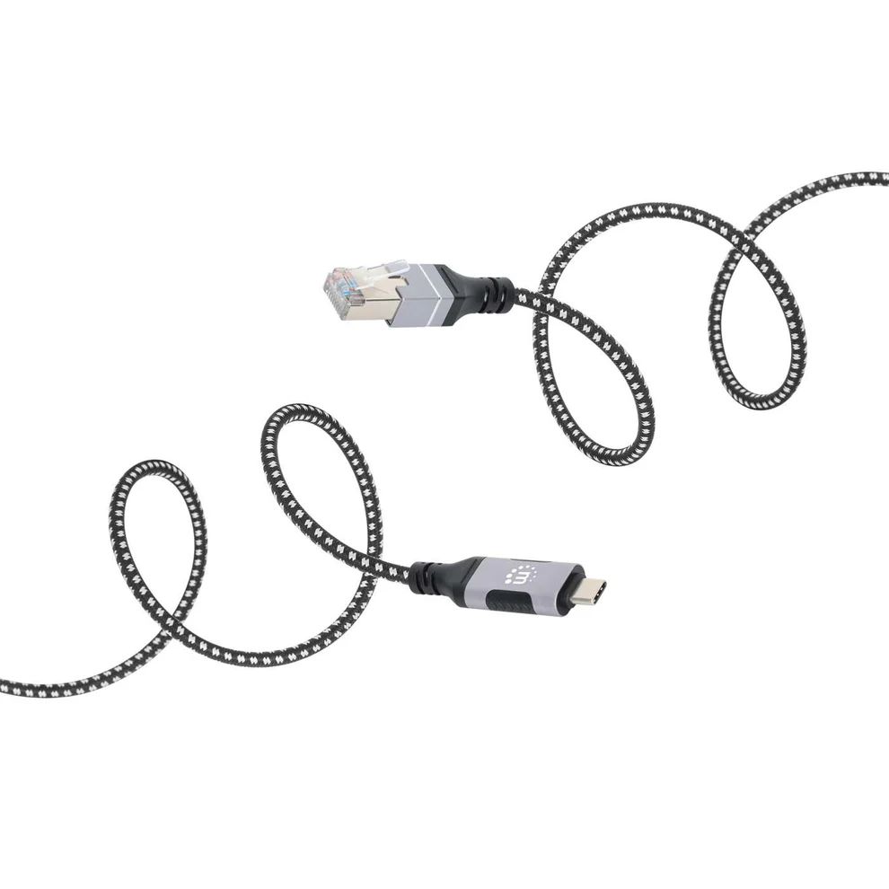 Manhattan CAT6 FTP USB-C to Gigabit Ethernet Network Cable 2m Black/Silver