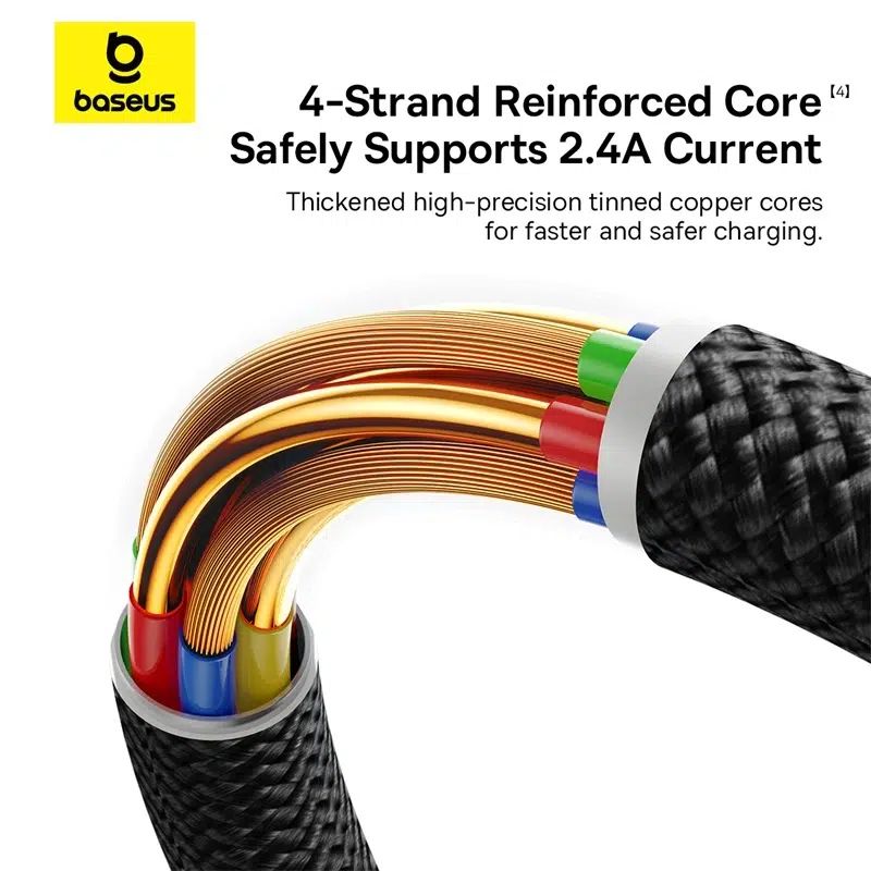 Baseus Dura Series 2.4A USB to Lightning Fast Charging cable 1m Black/Gold