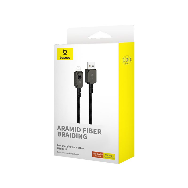 Baseus Unbreakable Series 2.4A USB to Lightning Fast Charging Data cable 1m Black