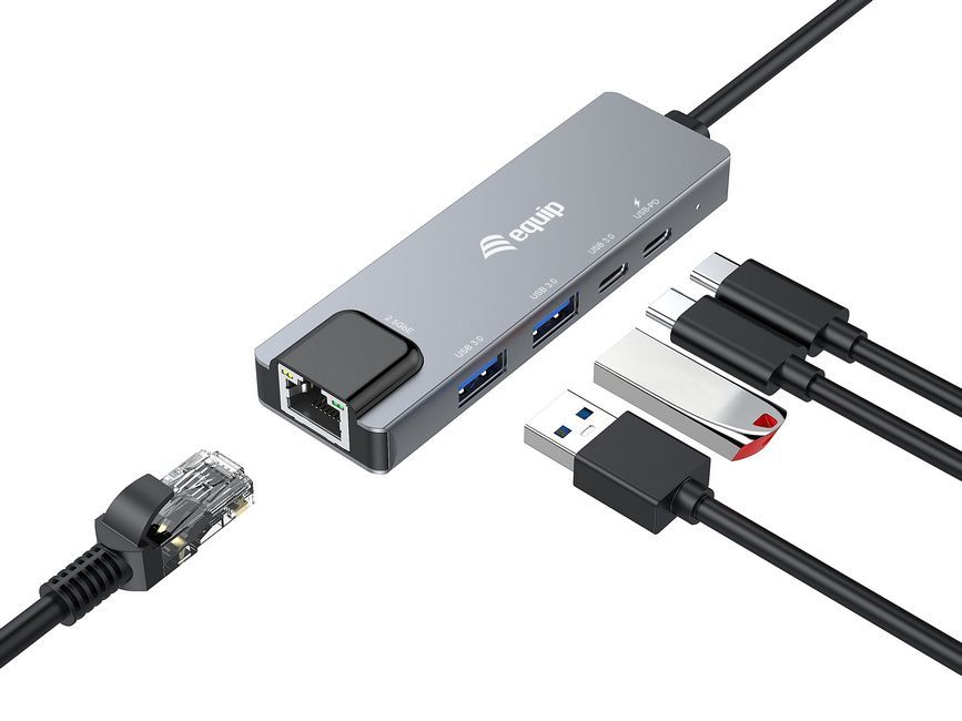 EQuip USB-C 5 in 1 Multifunctional Adapter Grey