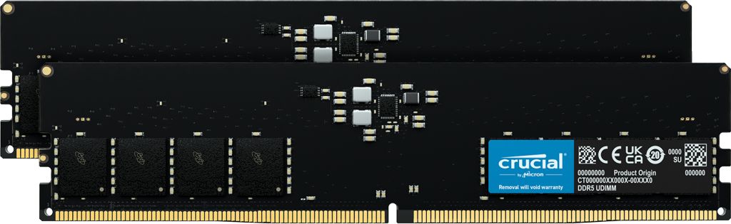 Crucial 128GB DDR5 5600MHz Kit(2x64GB) UDIMM Black