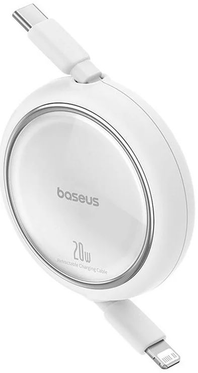 Baseus Free2Pull Expandable USB C to iP Ligtning 20W fast charging cable 1m White