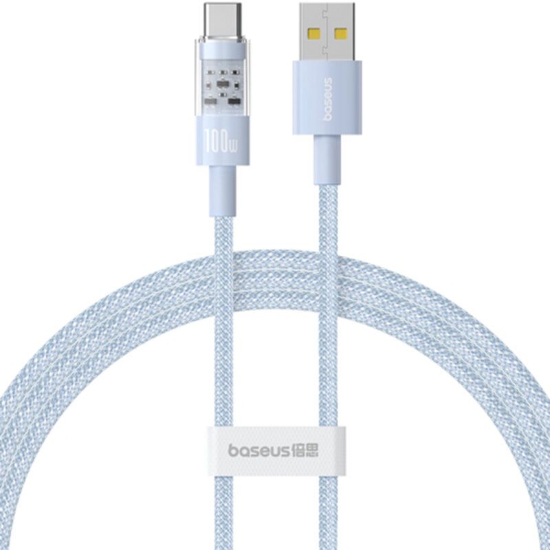Baseus Gem USB A to USB C 100W fast charging cable 1m Blue
