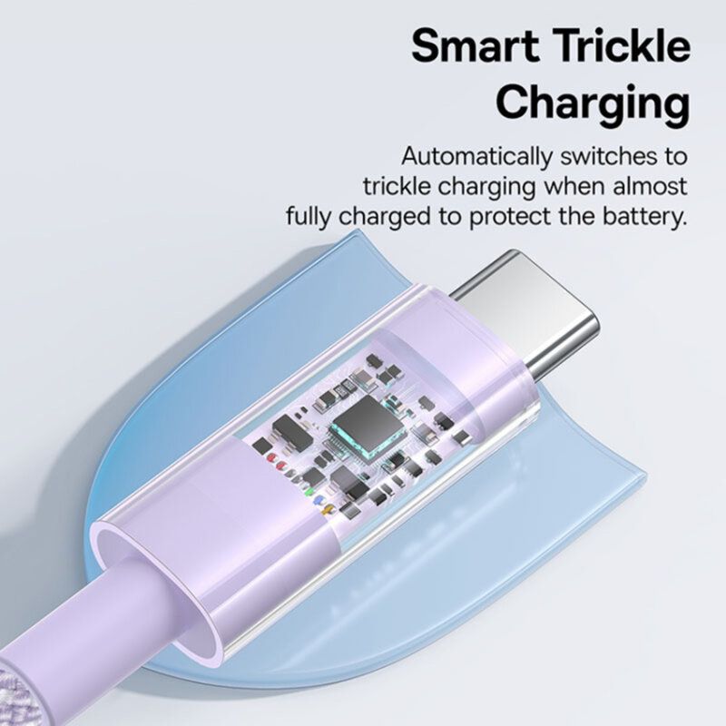 Baseus Gem USB A to USB C 100W fast charging cable 1m Purple