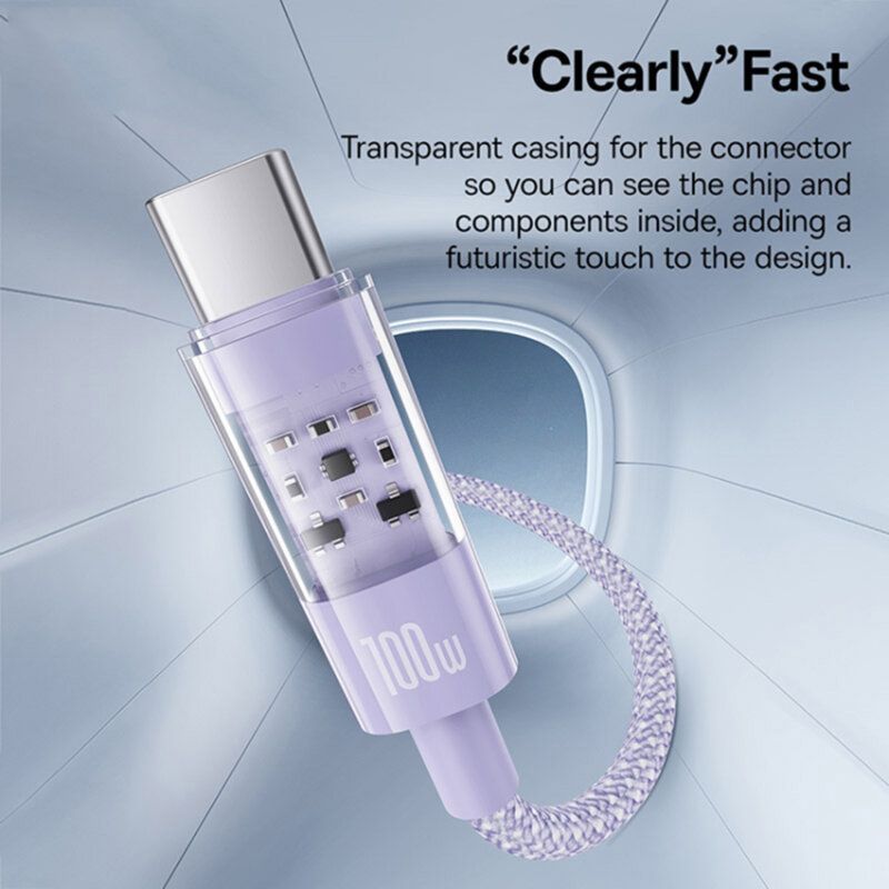 Baseus Gem USB C to USB C 100W fast charging cable 2m Purple