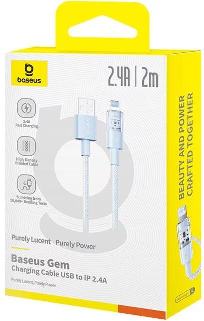 Baseus Gem USB to IP lightning 2.4A fast charging cable 2m Blue