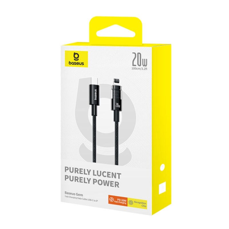 Baseus Gem USB-C to iP lightning fast charging cable 20W 2m Black