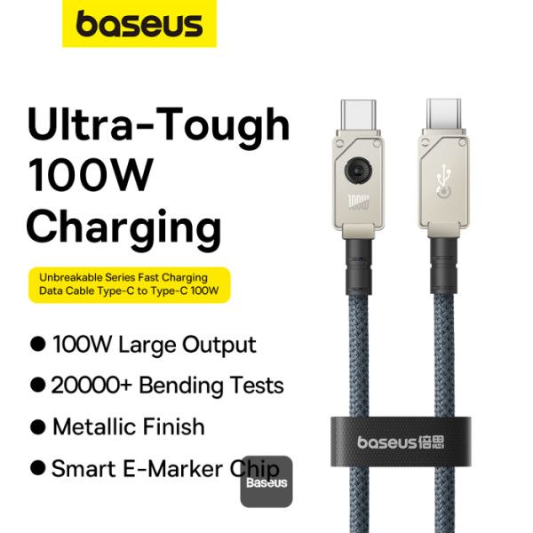 Baseus Unbreakable USB C to USB C 100W cable 2m White