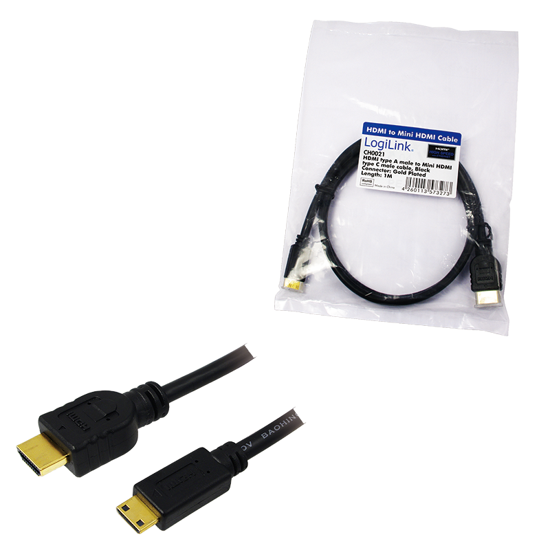 Logilink CH0021 HDMI to HDMI Mini High Speed Cable w.E. 1m Black
