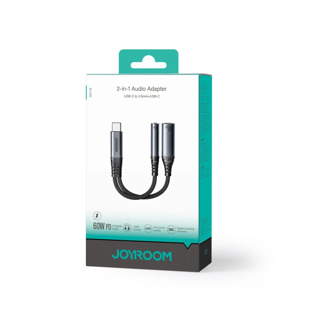 Joyroom SY-C02 Audio-Transfer Series 2-in-1 Audio Adapter Black