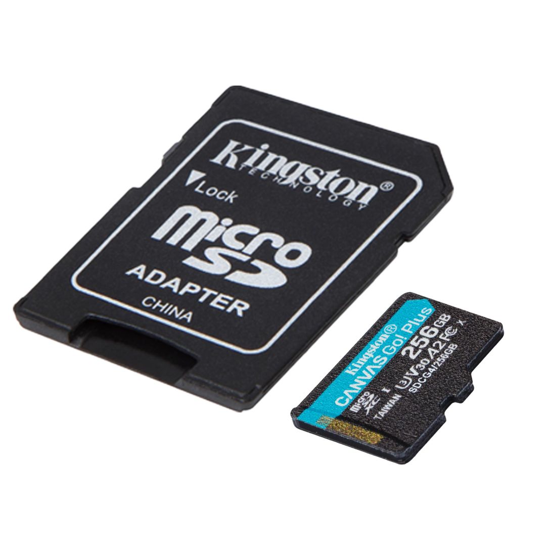 Kingston 256GB microSDXC Canvas Go Plus Gen4 Class 10 UHS-I U3 + adaper