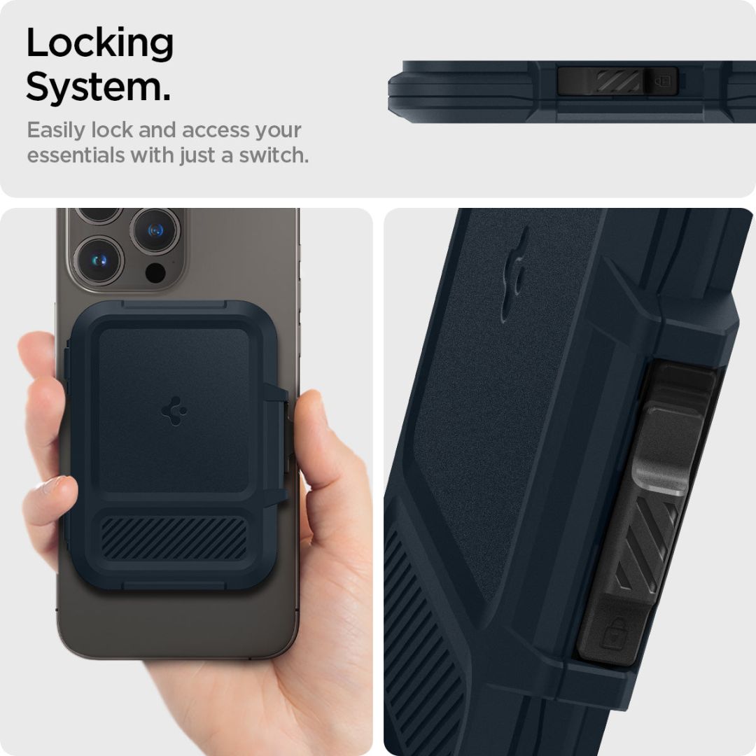 Spigen iPhone Lock Fit MagSafe Wallet Metal Slate