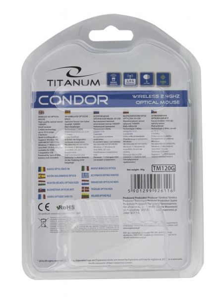 Esperanza Titanum Wireless Mouse Condor White