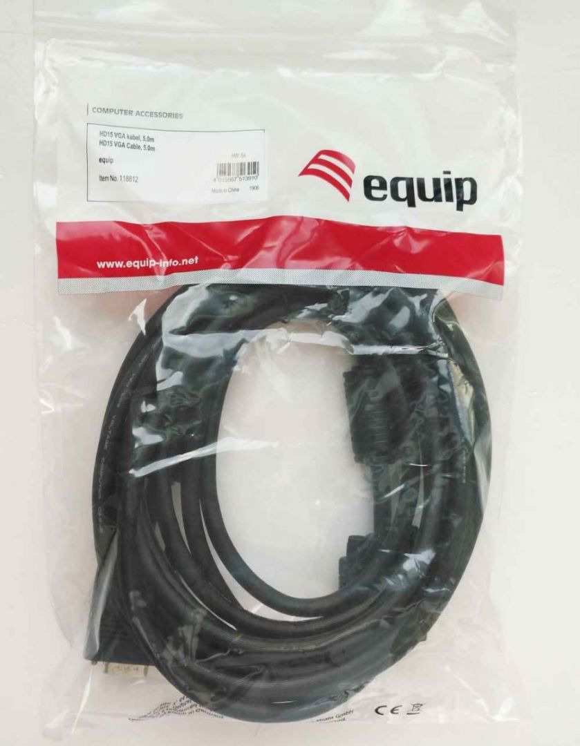 EQuip VGA (HD15) M/M cable 5m Black