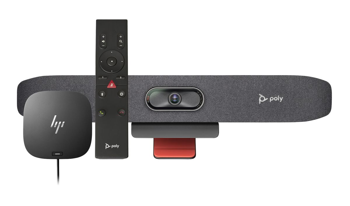 HP Poly R30 USB Video Bar and BT Remote with HP USB-C Dock G5