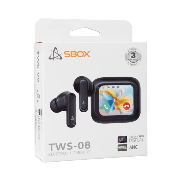 SBOX EB-TWS08 Bluetooth Earphones with ANC Touch Display Black