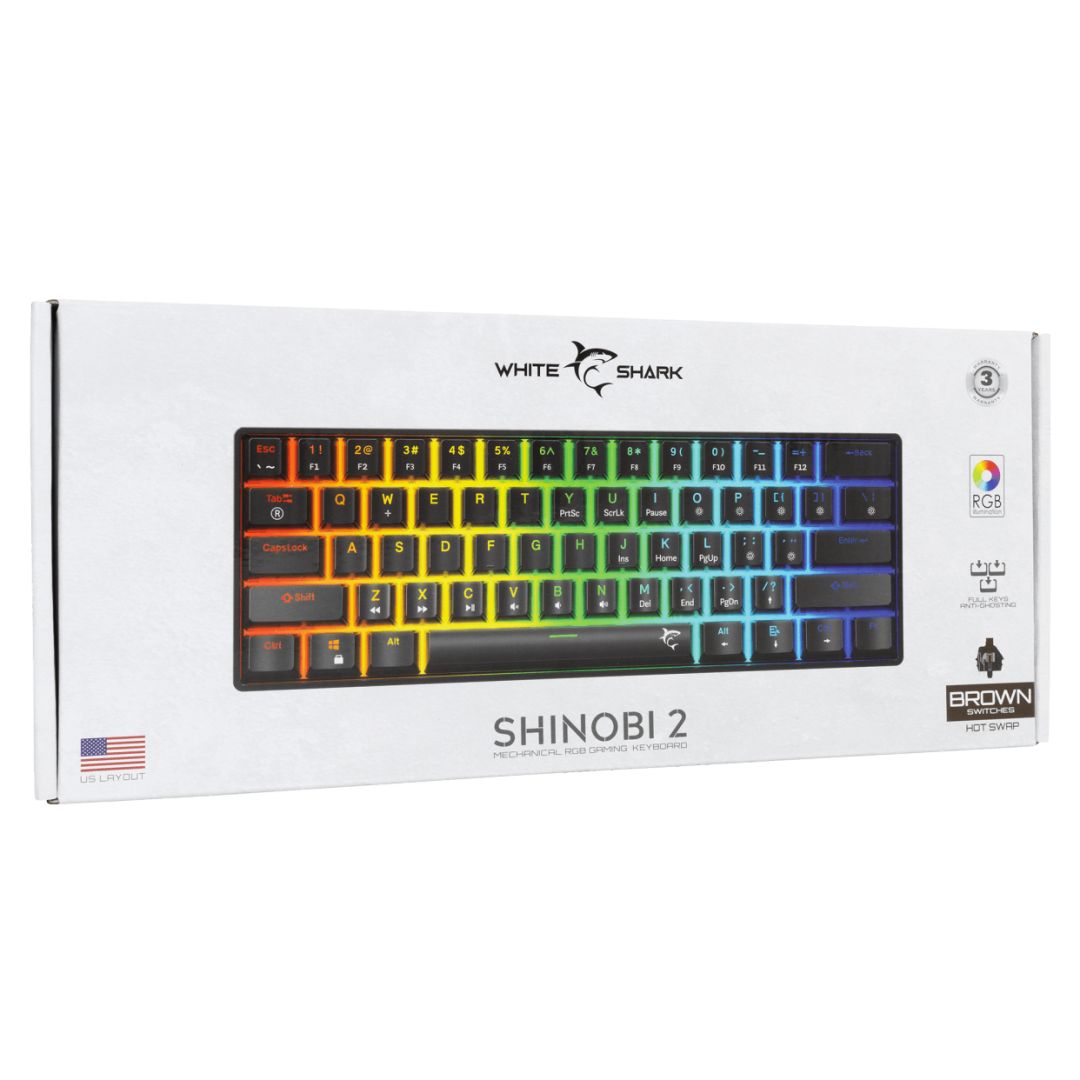White Shark Shinobi 2 RGB Gaming keyboard Black US