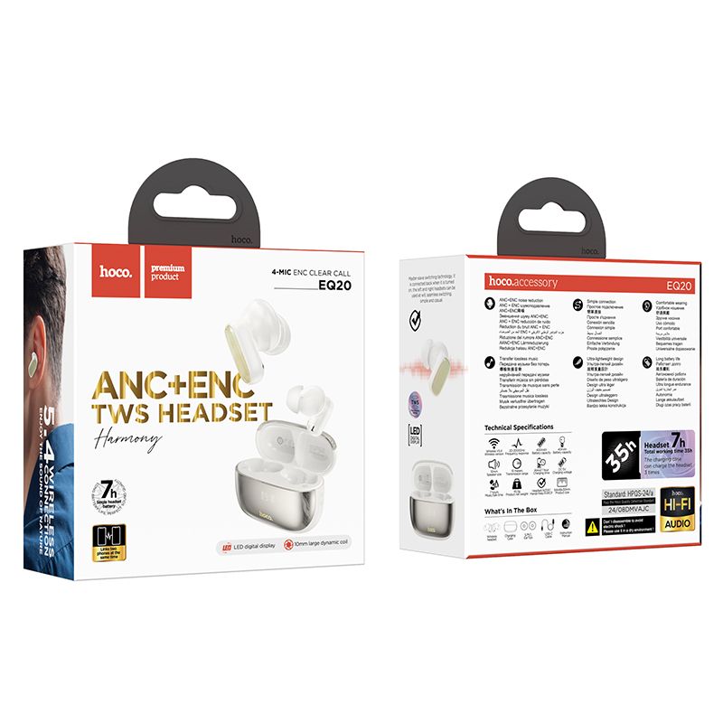 Hoco EQ20 Bluetooth Headset Milky White