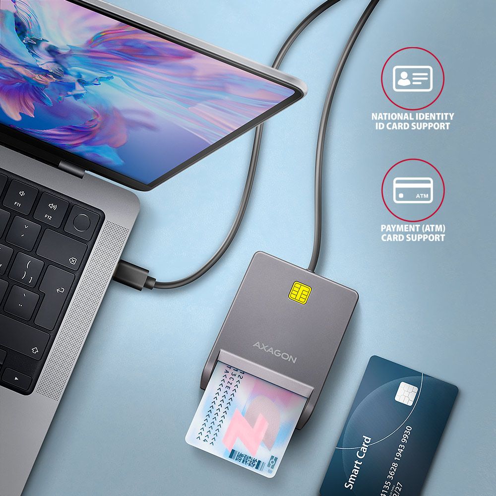 AXAGON CRE-SM3TC Smart Card/ID Card FlatReader