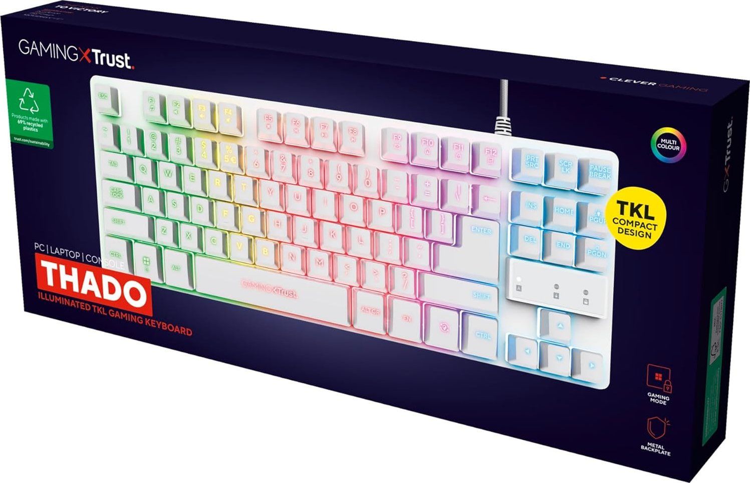 Trust GXT 833 Thado TKL Illuminated Keyboard White US