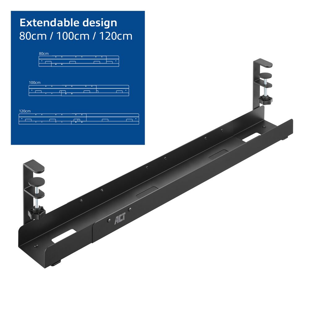 ACT AC8376 Under Desk Extendable Cable Management Tray with Clamp Mount