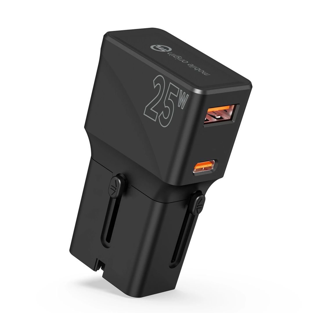 Mobile Origin Travel adapter 25W EU/US/UK/AU Black