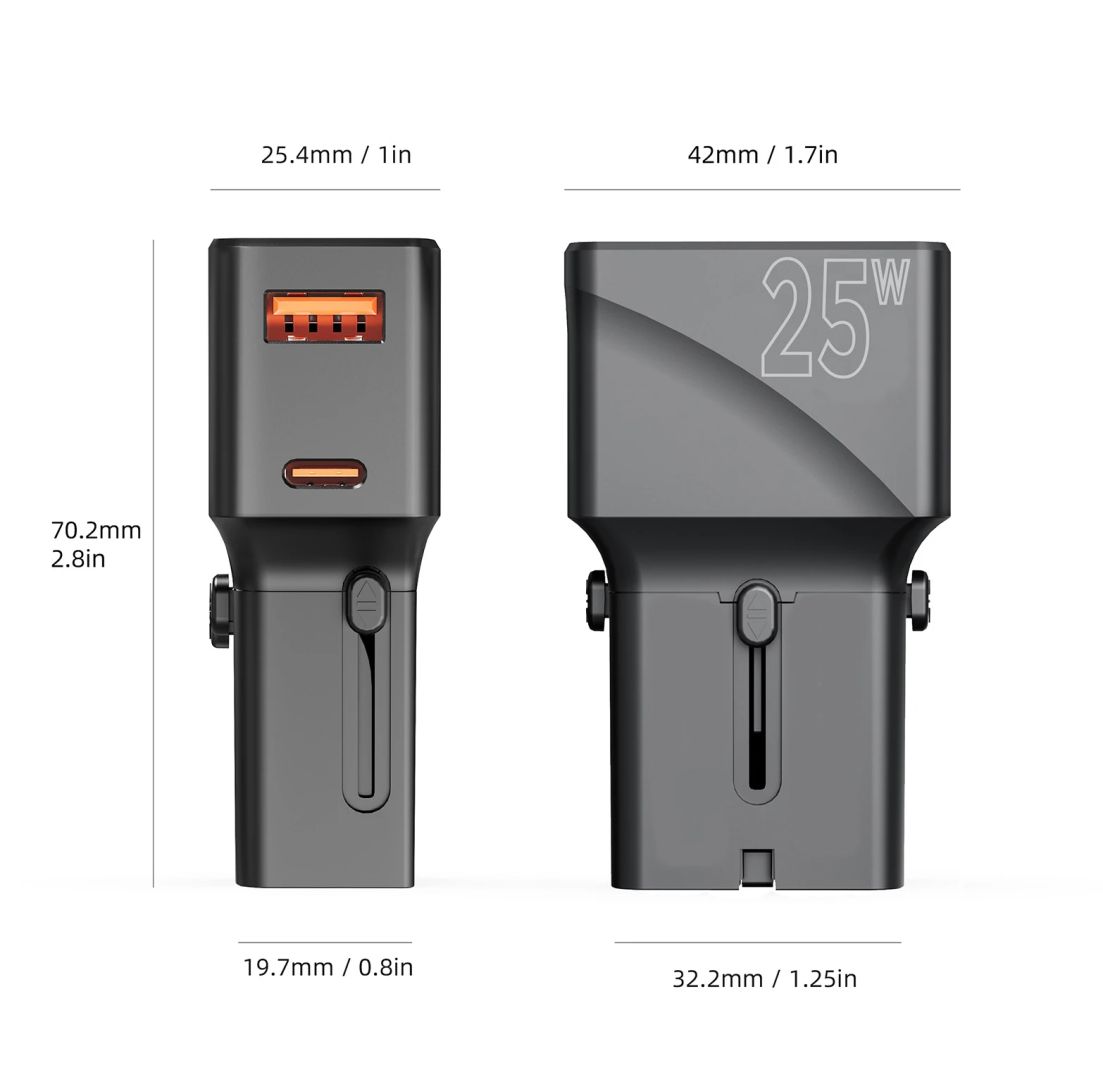 Mobile Origin Travel adapter 25W EU/US/UK/AU Black