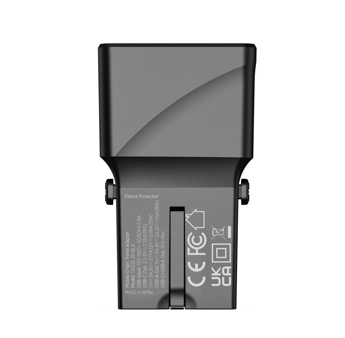 Mobile Origin Travel adapter 25W EU/US/UK/AU Black