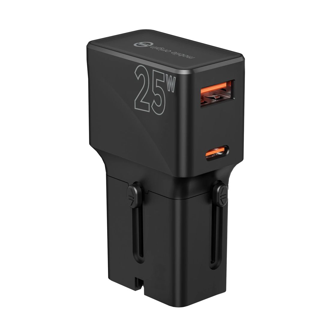 Mobile Origin Travel adapter 25W EU/US/UK/AU Black