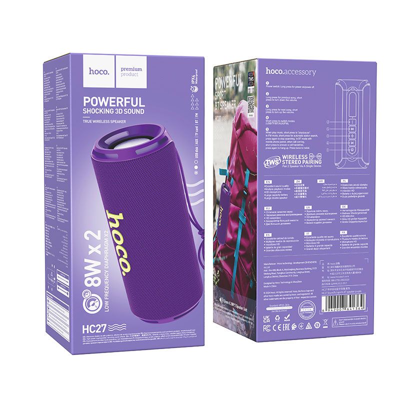 Hoco HC27 Soundful Bluetooth Speaker Purple