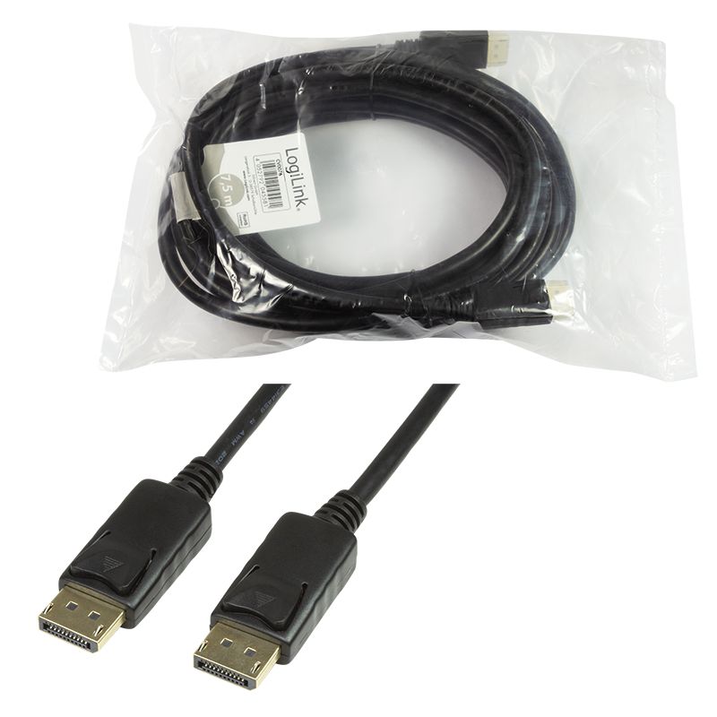 Logilink DisplayPort 1.2 connection cable 4K 2K/60Hz 7,5m Black