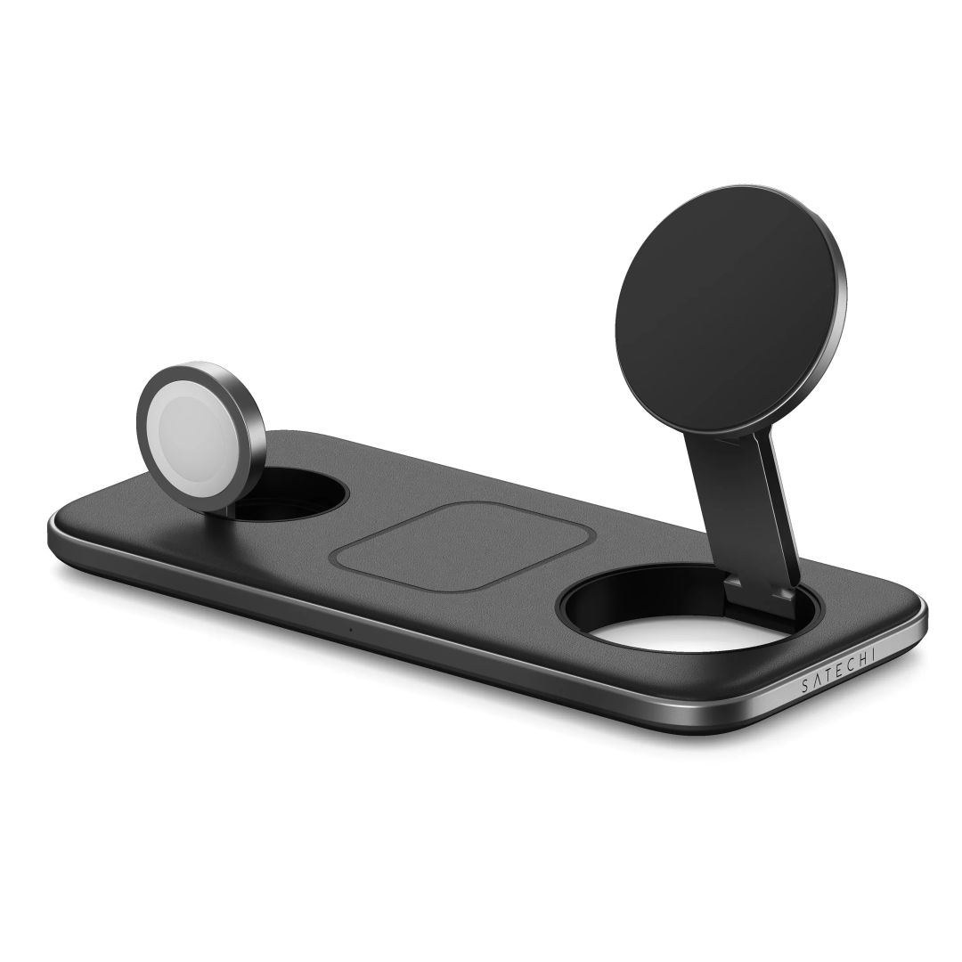Satechi Qi2 Trio Wireless Charging Pad with Type A/C/G plugs Space gray