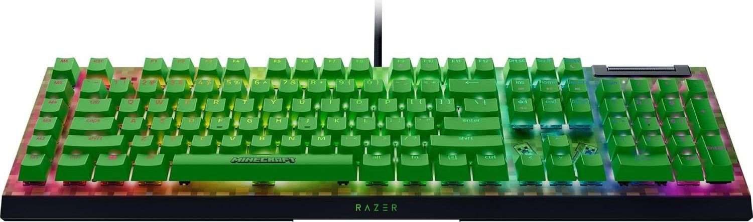 Razer BlackWidow V4 X Green Switch Mechanical Gaming Keyboard Minecraft Edition US