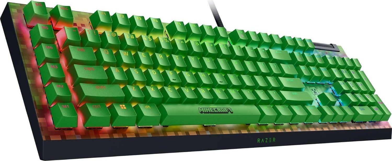 Razer BlackWidow V4 X Green Switch Mechanical Gaming Keyboard Minecraft Edition US