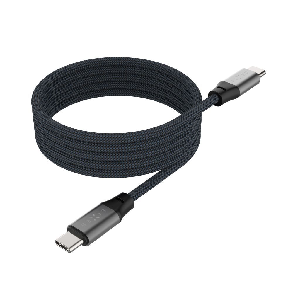 FIXED Mágneses fonott kábel, USB-C/USB-C 2m, szürke
