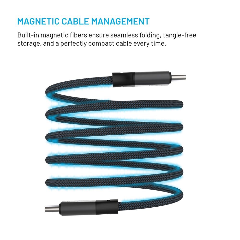 FIXED Mágneses fonott kábel, USB-C/USB-C 2m, szürke