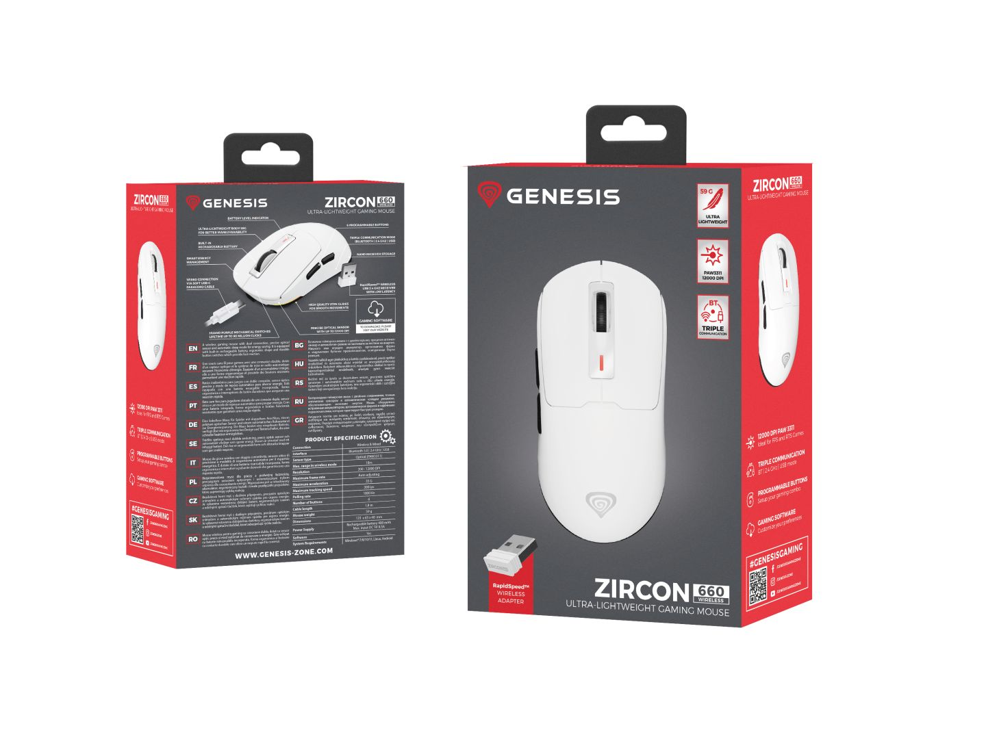 Genesis Zircon 660 Gaming Mouse White