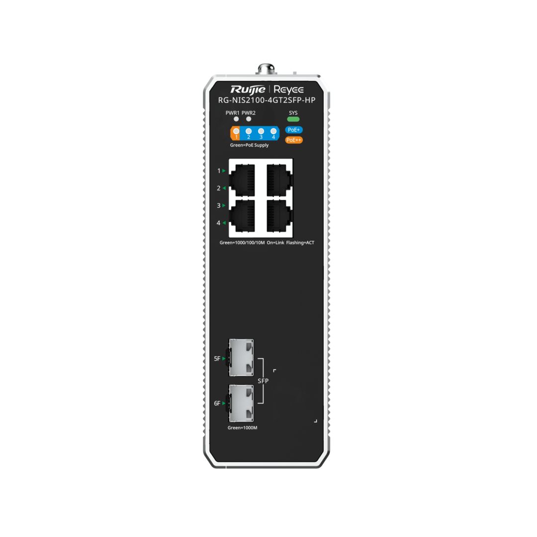 Reyee RG-NIS2100-4GT2SFP-HP 6-Port Cloud Managed Industrial Switch
