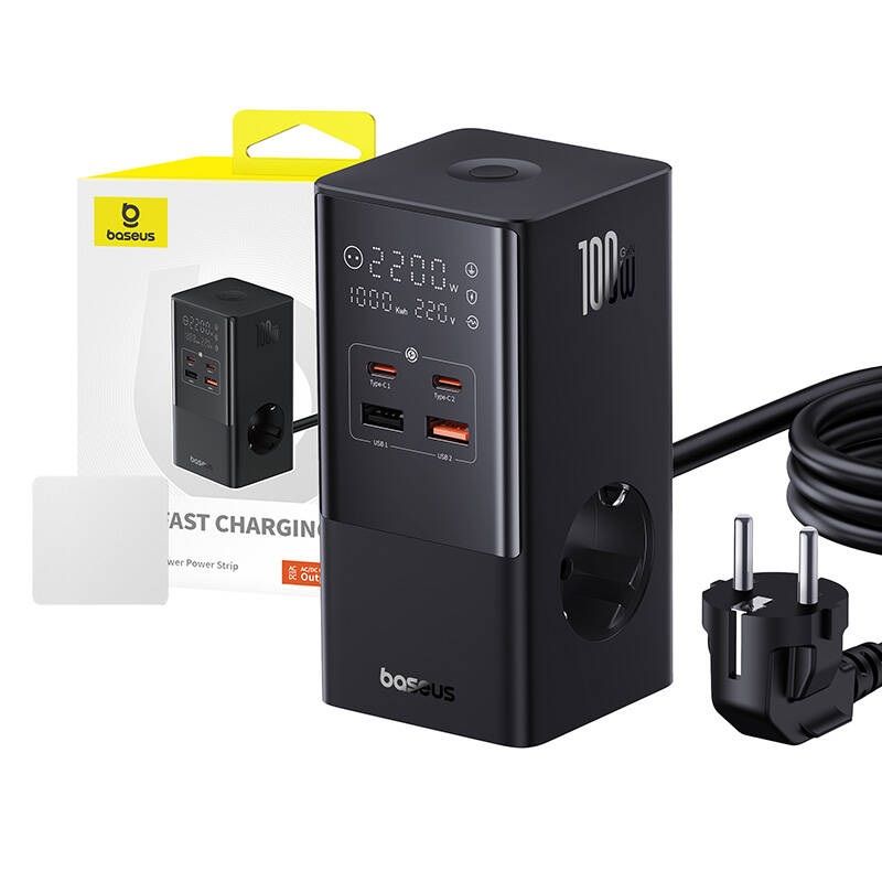 Baseus PowerCombo 100W hálózati töltő és elosztó Black