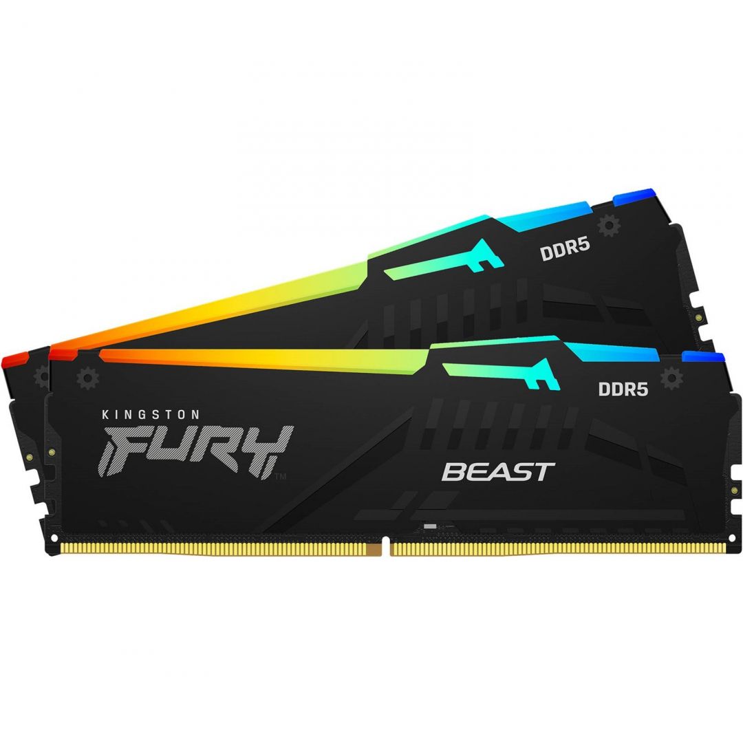 Kingston 128GB DDR5 5600MHz Kit(2x64GB) Fury Beast RGB Black