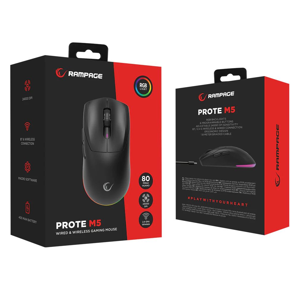 Rampage Prote M5 Wired/Wireless Gaming Mouse Black