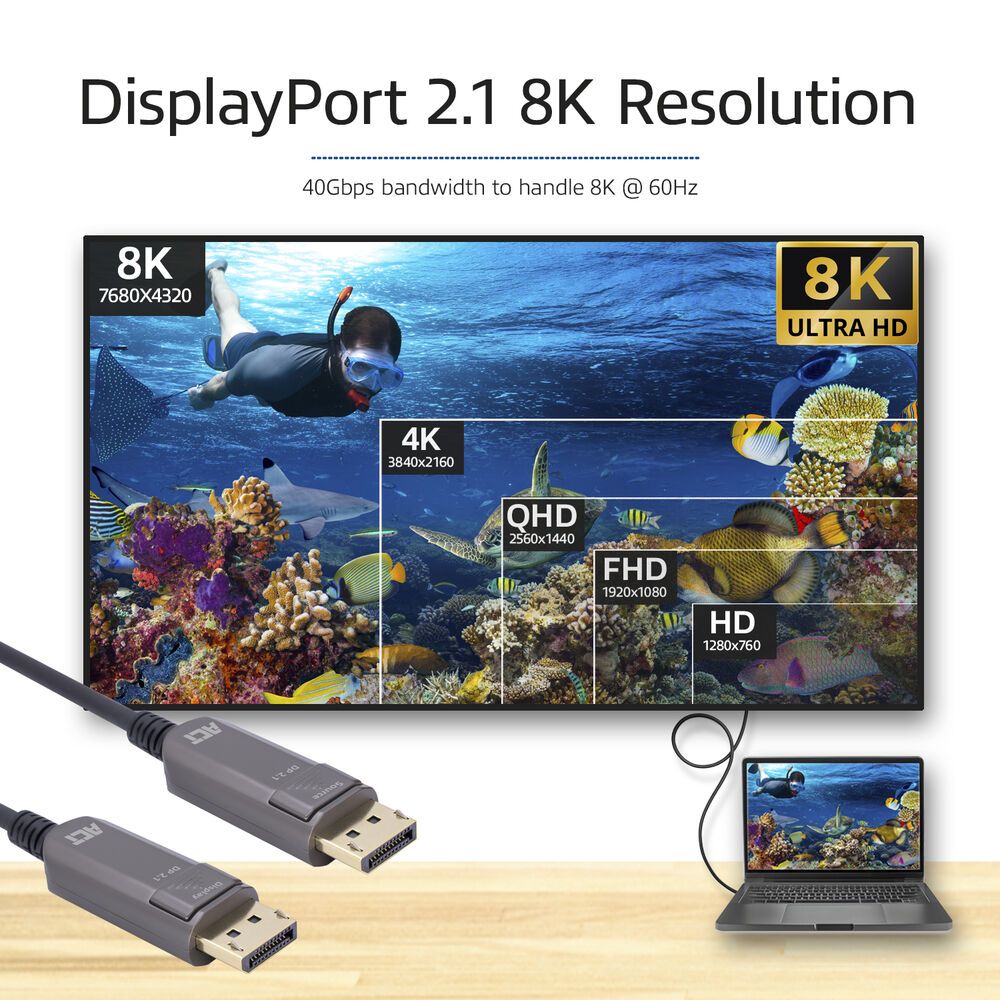 ACT 8K DisplayPort Active Optical Cable male/male 50m Black