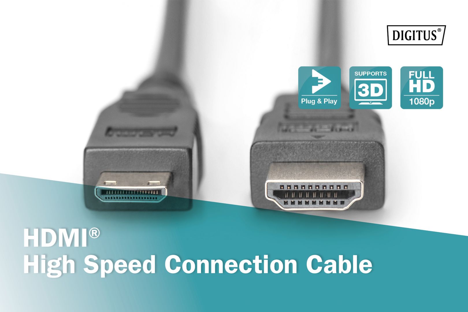 Assmann HDMI High Speed Ethernet connection cable HDMI - mini HDMI 2m Black